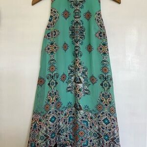 Elegant Teal Patterned Dress